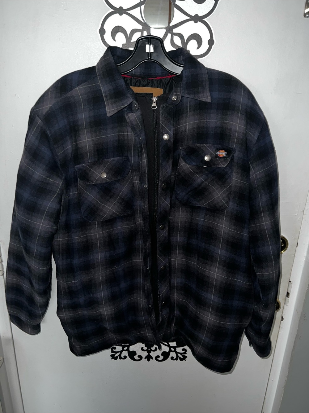 Dickies Quilted Lined Flannel Shirt Jacket Black & Blue